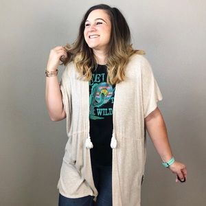 Janice Cover Up Duster with Tassel Decor